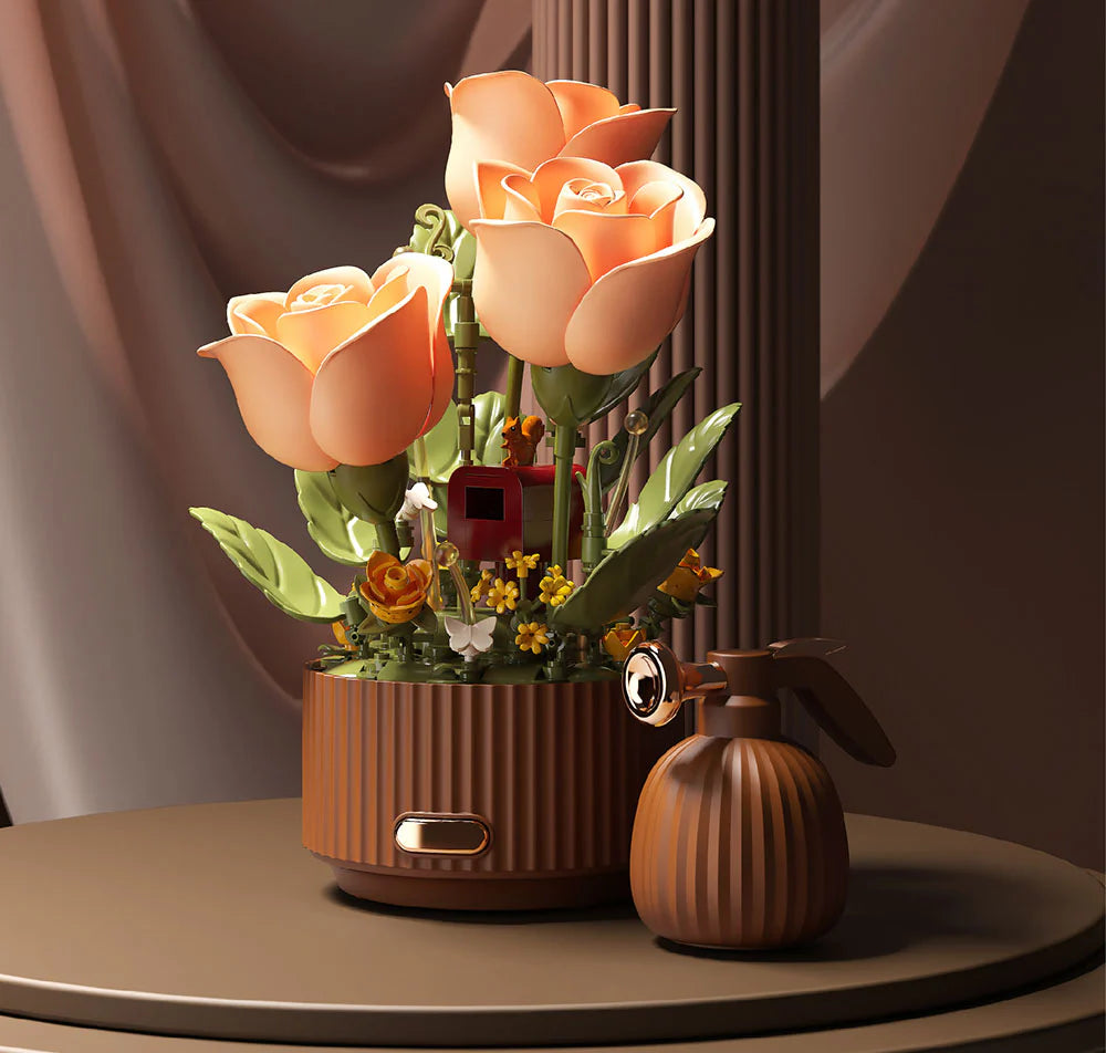 Conjunto de flores de ladrillo florecientes