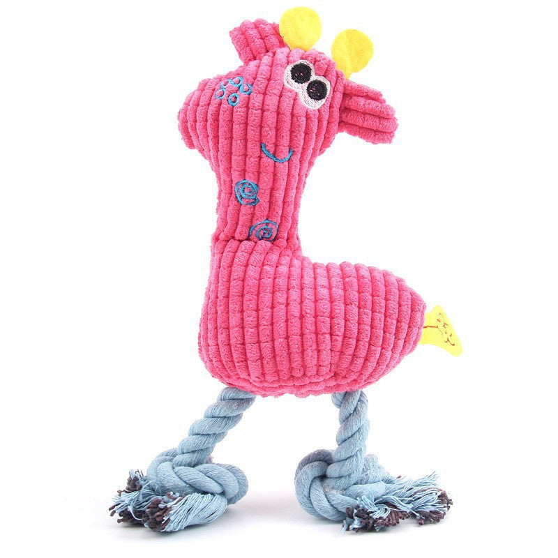 Knitted Deer Squeaky Dog Toy Durable Plush Chew