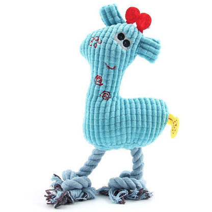 Knitted Deer Squeaky Dog Toy Durable Plush Chew