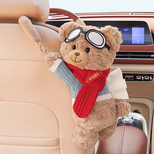 Cute Plush Teddy Bear Car Tissue Holder