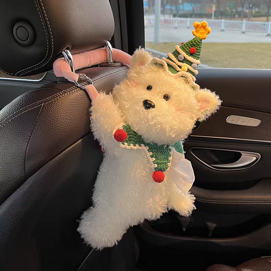 Cute Puppy Plush Car Tissue Bag