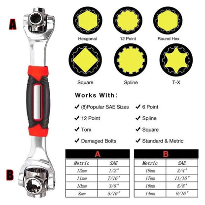 Universal Wrench with Multifunction 360 Degree Rotating Head