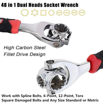 Universal Wrench with Multifunction 360 Degree Rotating Head