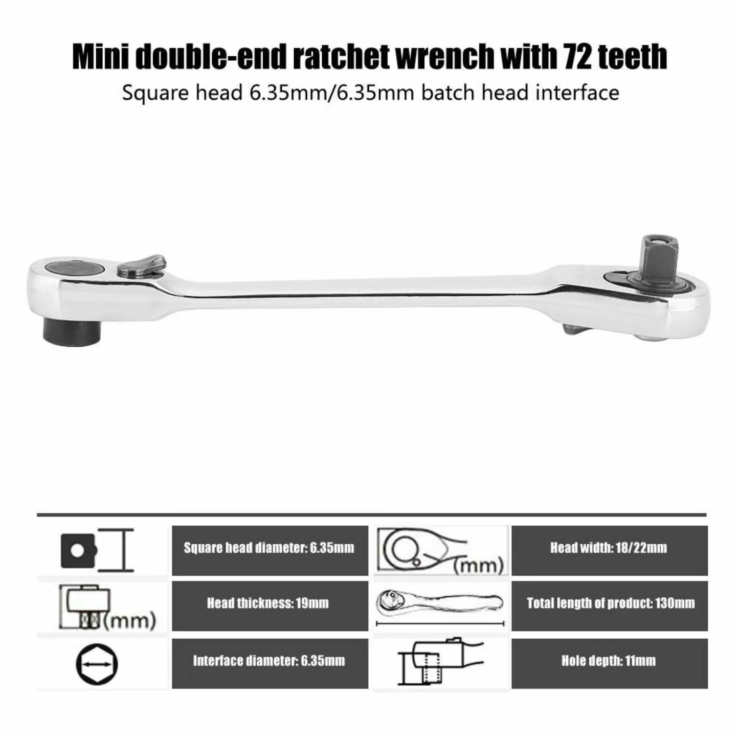 Silver Ratchet Wrench 1/4 Inch