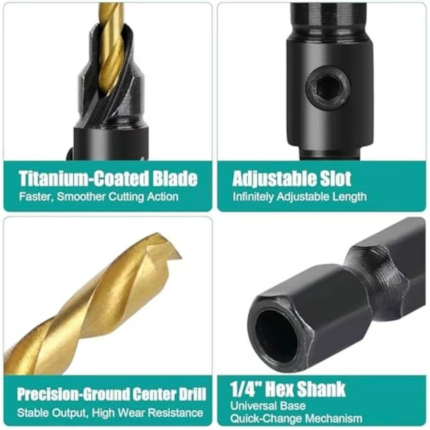 5PCS Countersink Drill Bit Set