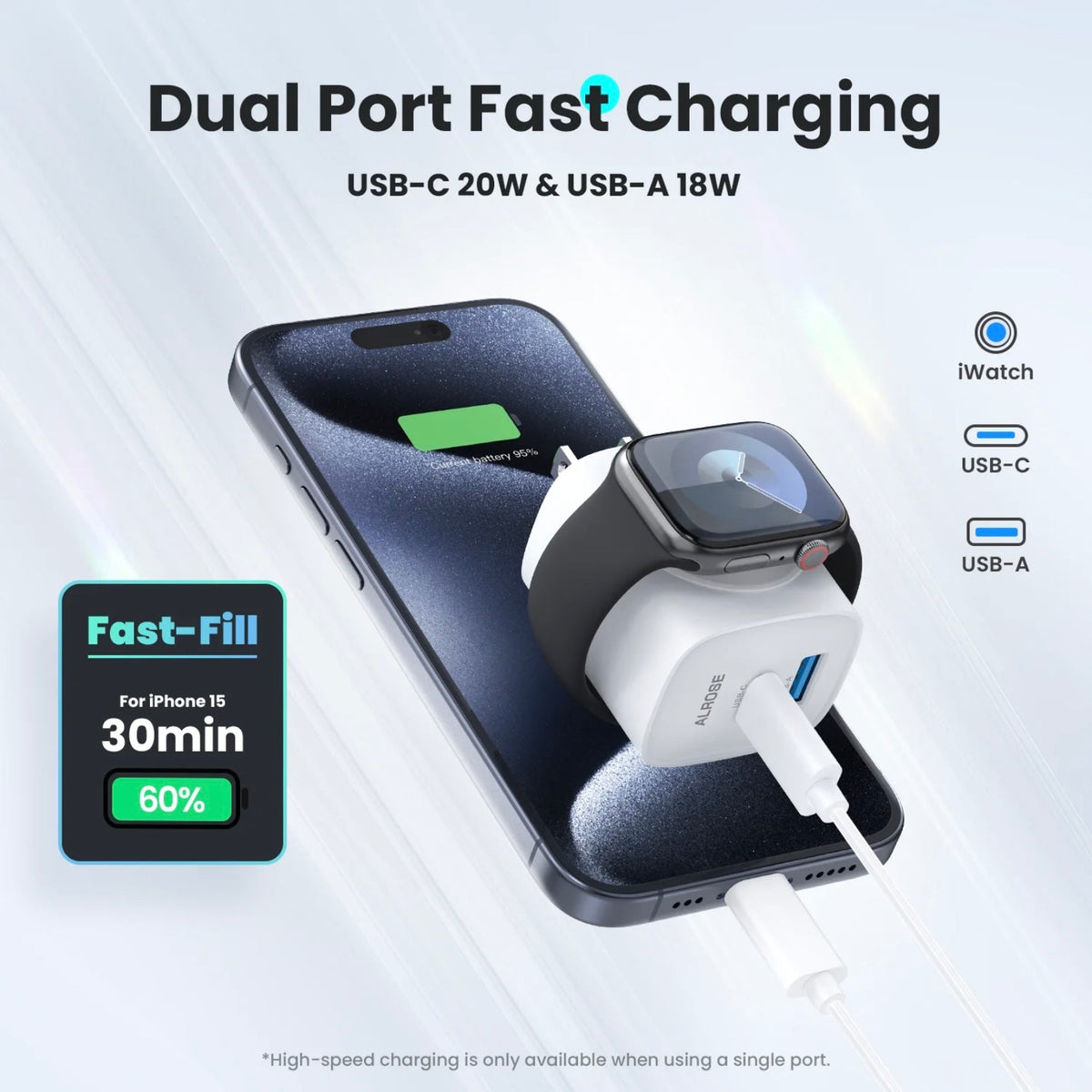 3 in 1 Magnetic Wireless Cordless PD USB-C Wall Charger Block