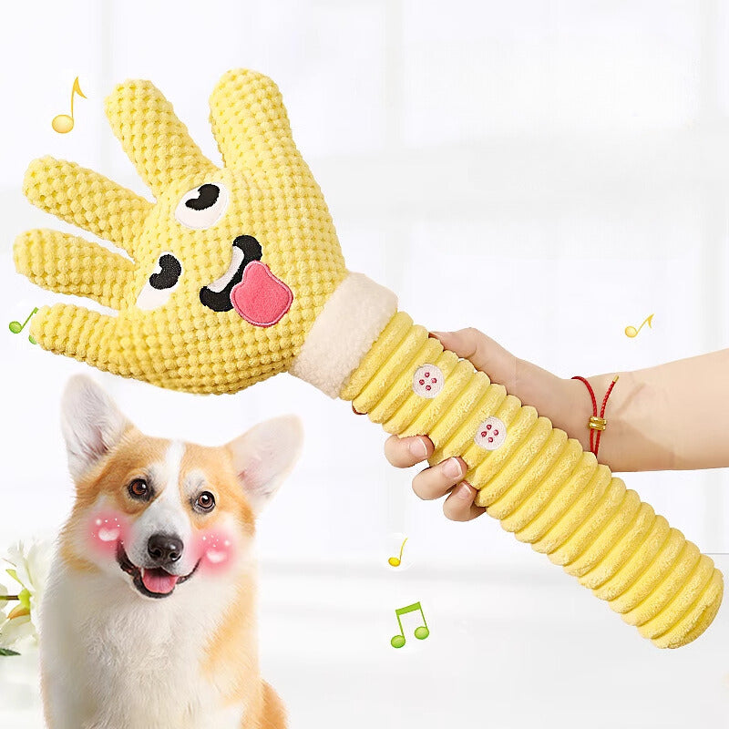 Durable Squeaky Dog Toy Chew-Resistant Hand-Shaped Pet Toy