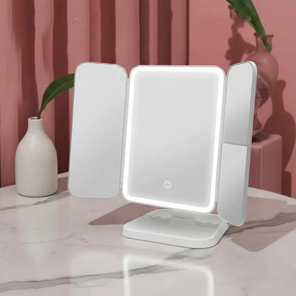 Trifold LED Makeup Mirror