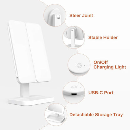 Trifold LED Makeup Mirror