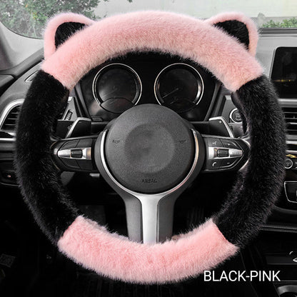 Cat Ears Plush Non Slip Steering Wheel Cover