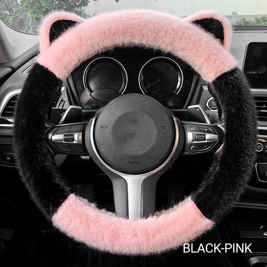 Cat Ears Plush Non Slip Steering Wheel Cover