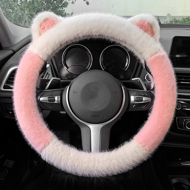 Cat Ears Plush Non Slip Steering Wheel Cover