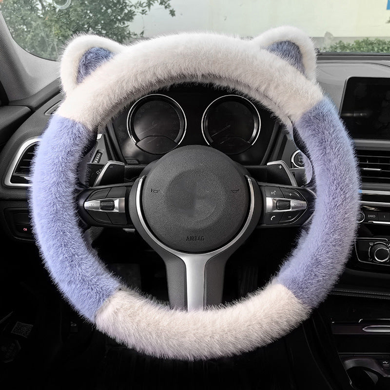 Cat Ears Plush Non Slip Steering Wheel Cover