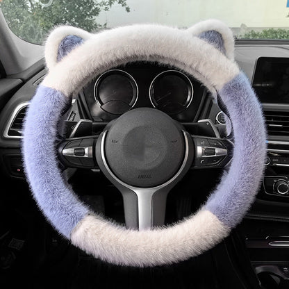 Cat Ears Plush Non Slip Steering Wheel Cover