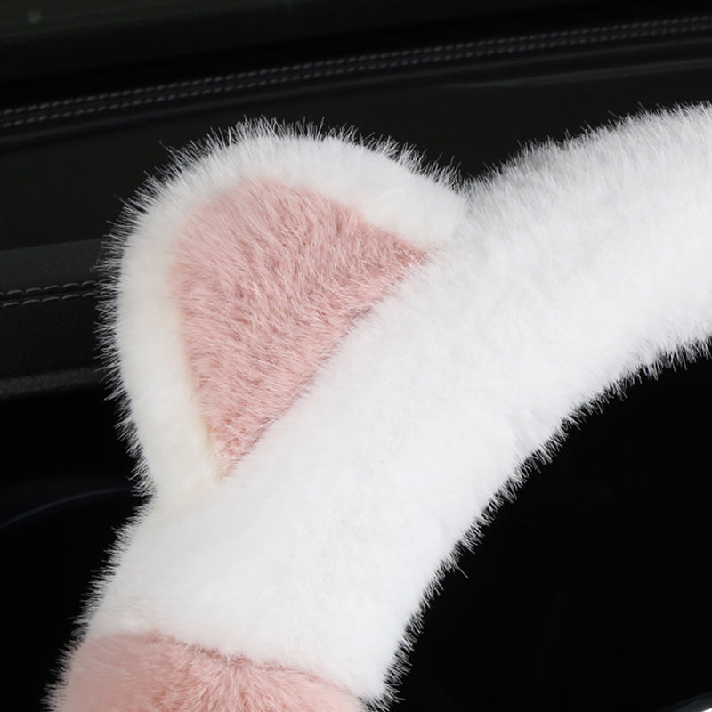 Cat Ears Plush Non Slip Steering Wheel Cover