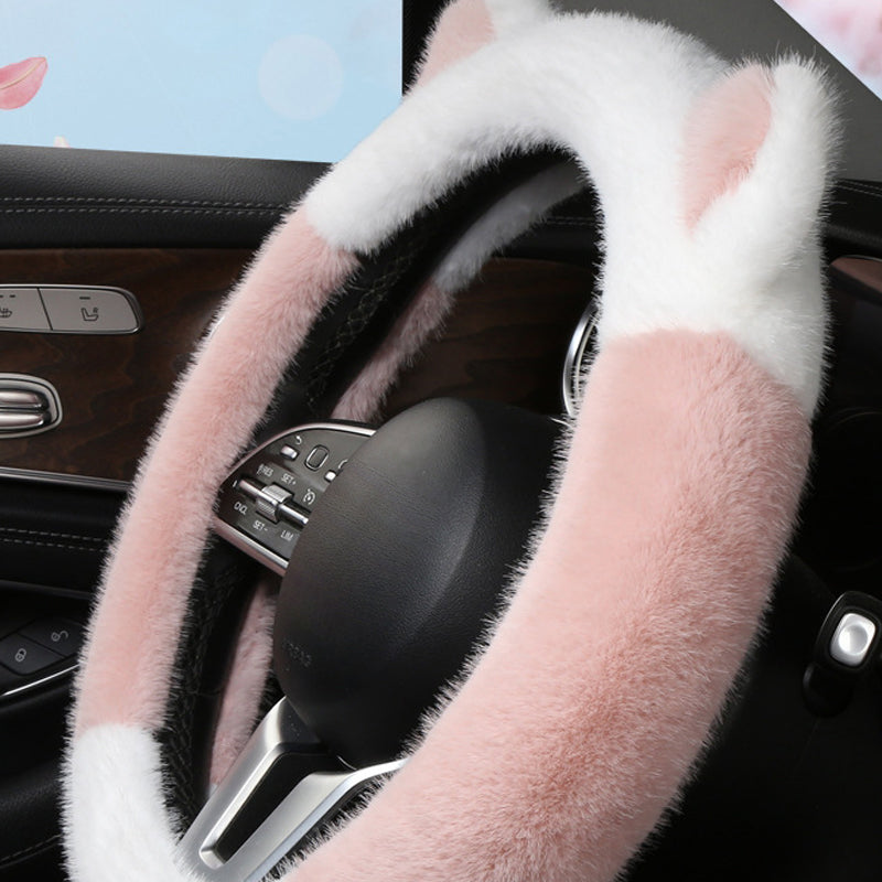 Cat Ears Plush Non Slip Steering Wheel Cover