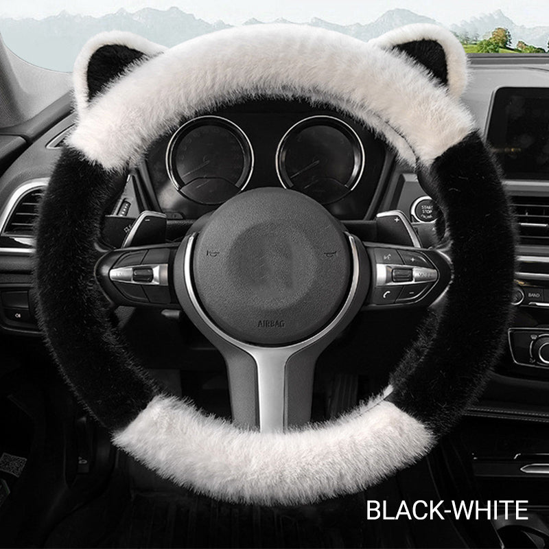Cat Ears Plush Non Slip Steering Wheel Cover