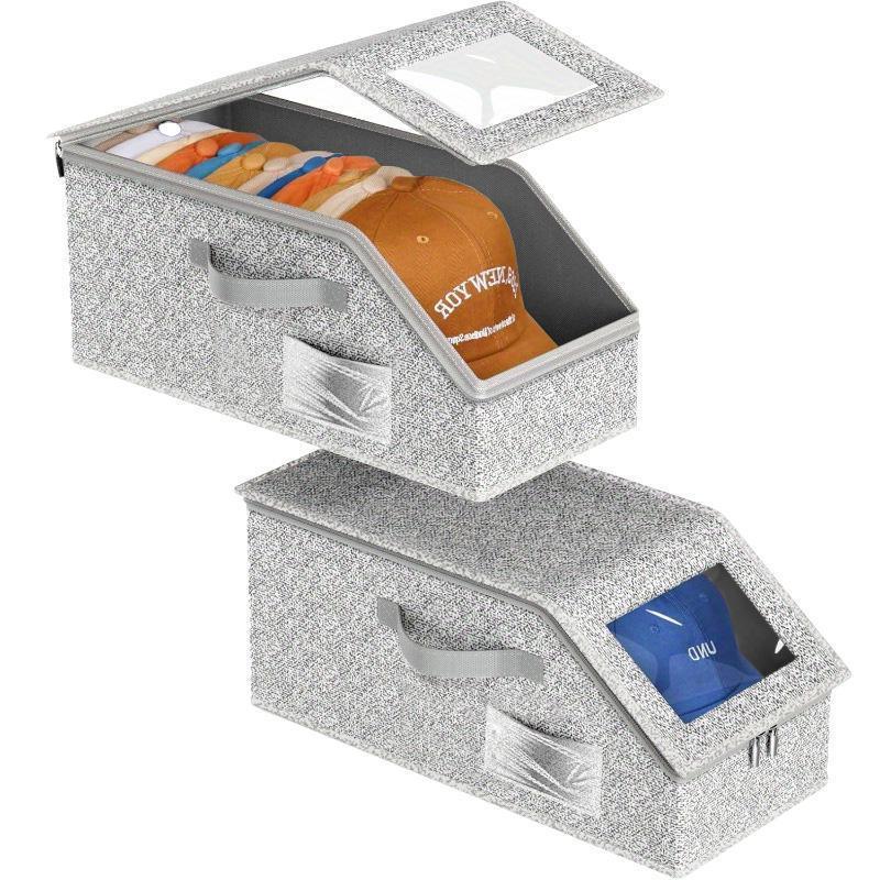 Stackable storage boxes for baseball caps