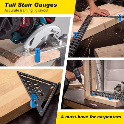 Tall Stair Gauges for Framing Square with Holder and Hook
