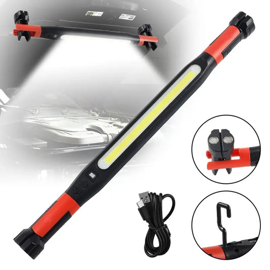 3000-lumen rechargeable work flashlight with magnetic base and hook