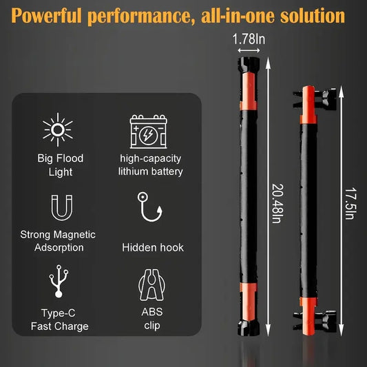 3000-lumen rechargeable work flashlight with magnetic base and hook
