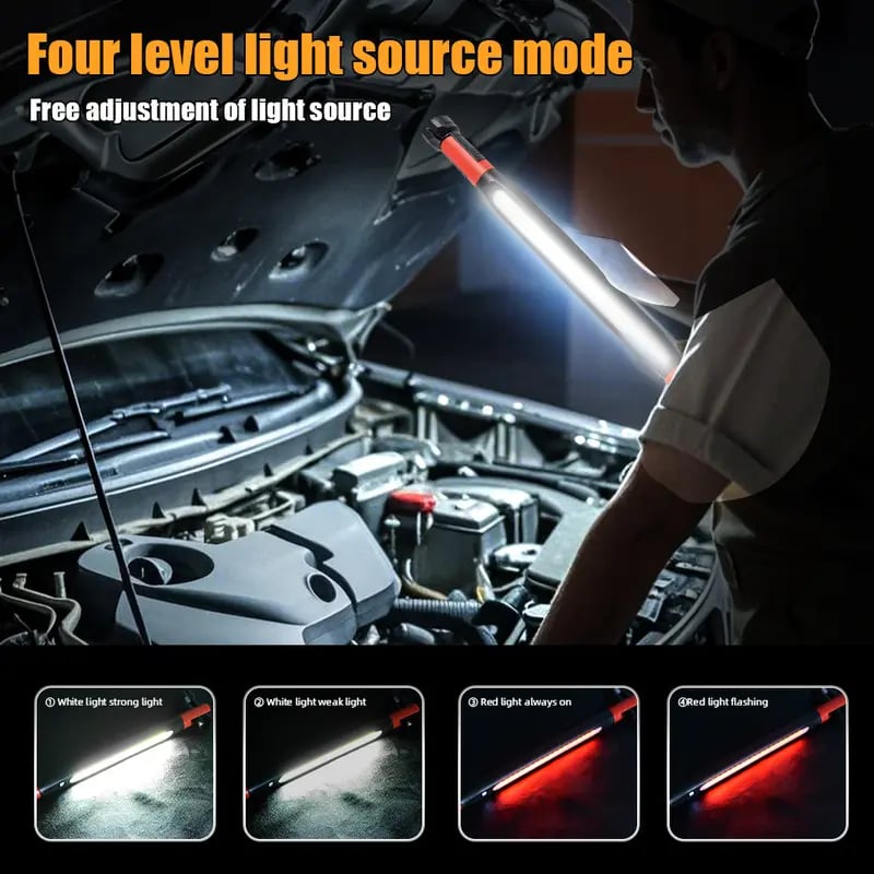 3000-lumen rechargeable work flashlight with magnetic base and hook