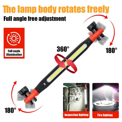 3000-lumen rechargeable work flashlight with magnetic base and hook