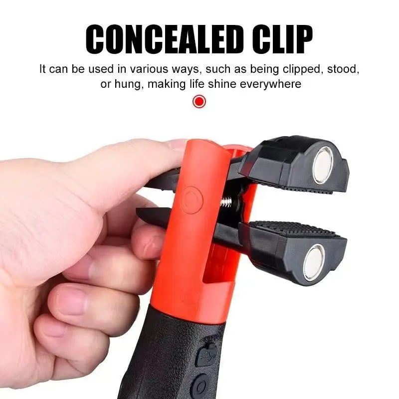 3000-lumen rechargeable work flashlight with magnetic base and hook