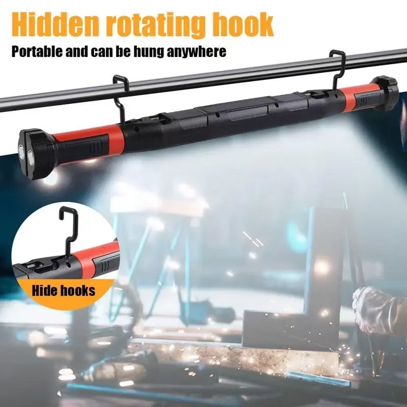 3000-lumen rechargeable work flashlight with magnetic base and hook