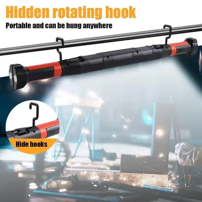 3000-lumen rechargeable work flashlight with magnetic base and hook