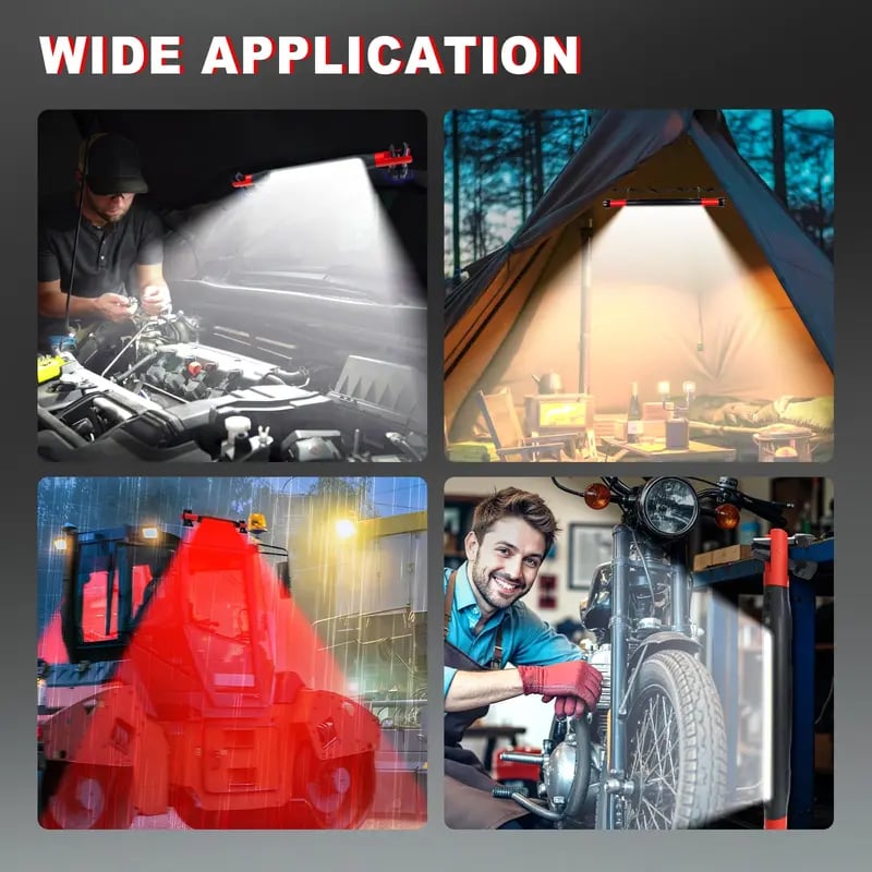 3000-lumen rechargeable work flashlight with magnetic base and hook