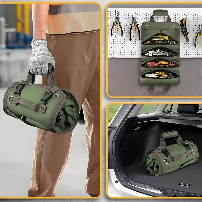 Portable tool roll bag