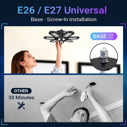 Foldable garage light, 7+1 panel work light