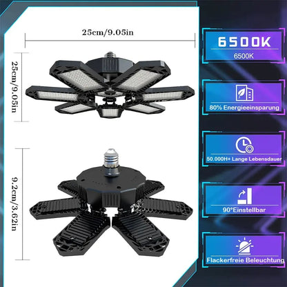 Foldable garage light, 7+1 panel work light