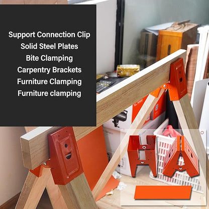 🛠️2Pcs Heavy Duty Sawhorse Brackets with Down Clamp