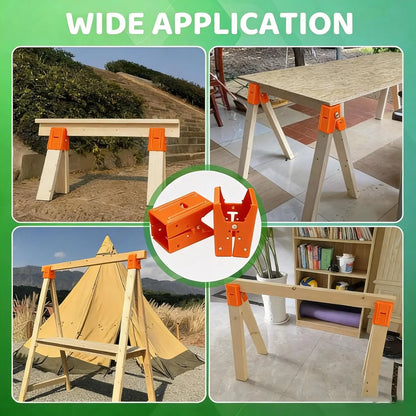 🛠️2Pcs Heavy Duty Sawhorse Brackets with Down Clamp